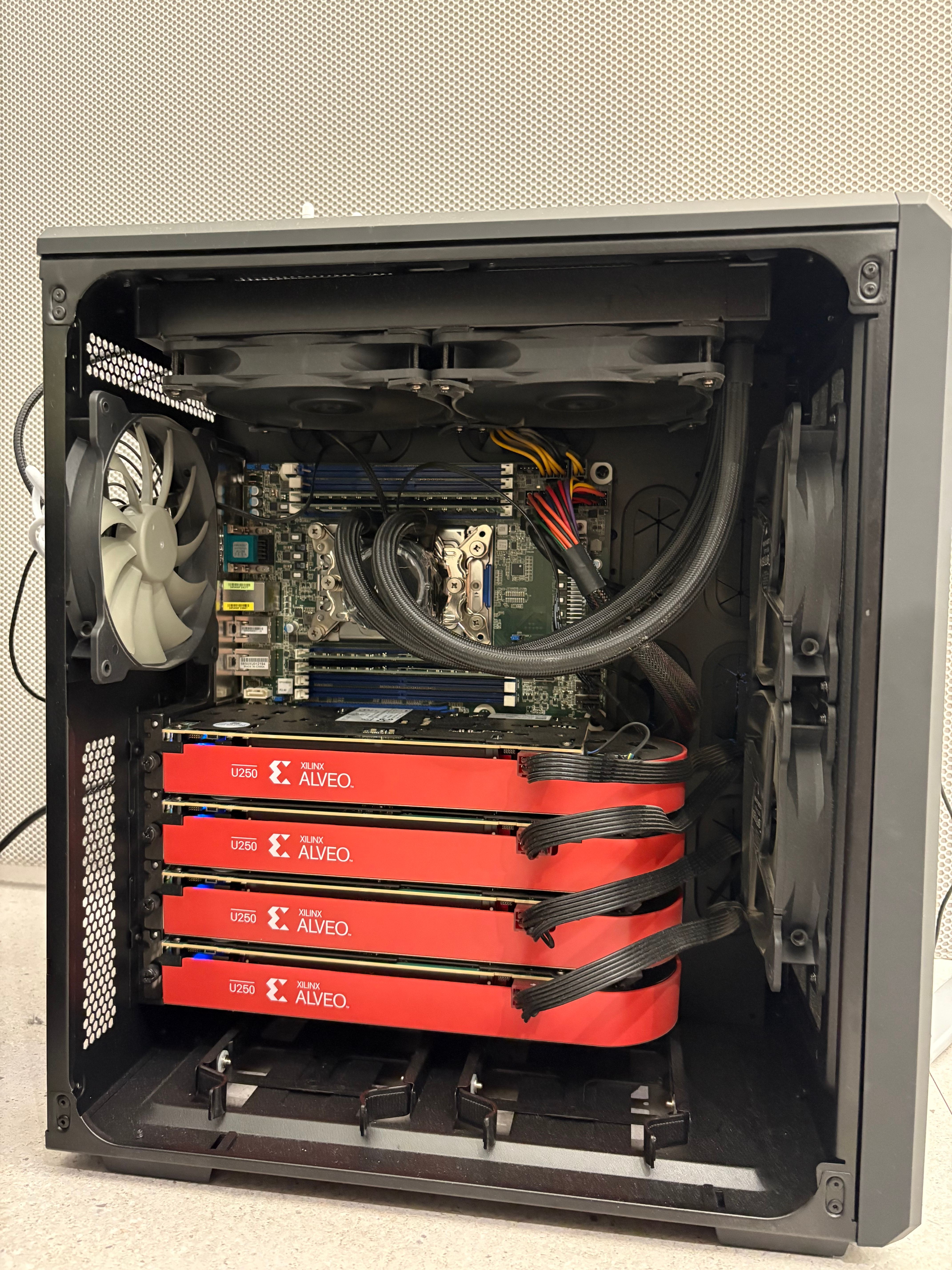 FPGA hardware setup with Xilinx ALVEO U250 cards